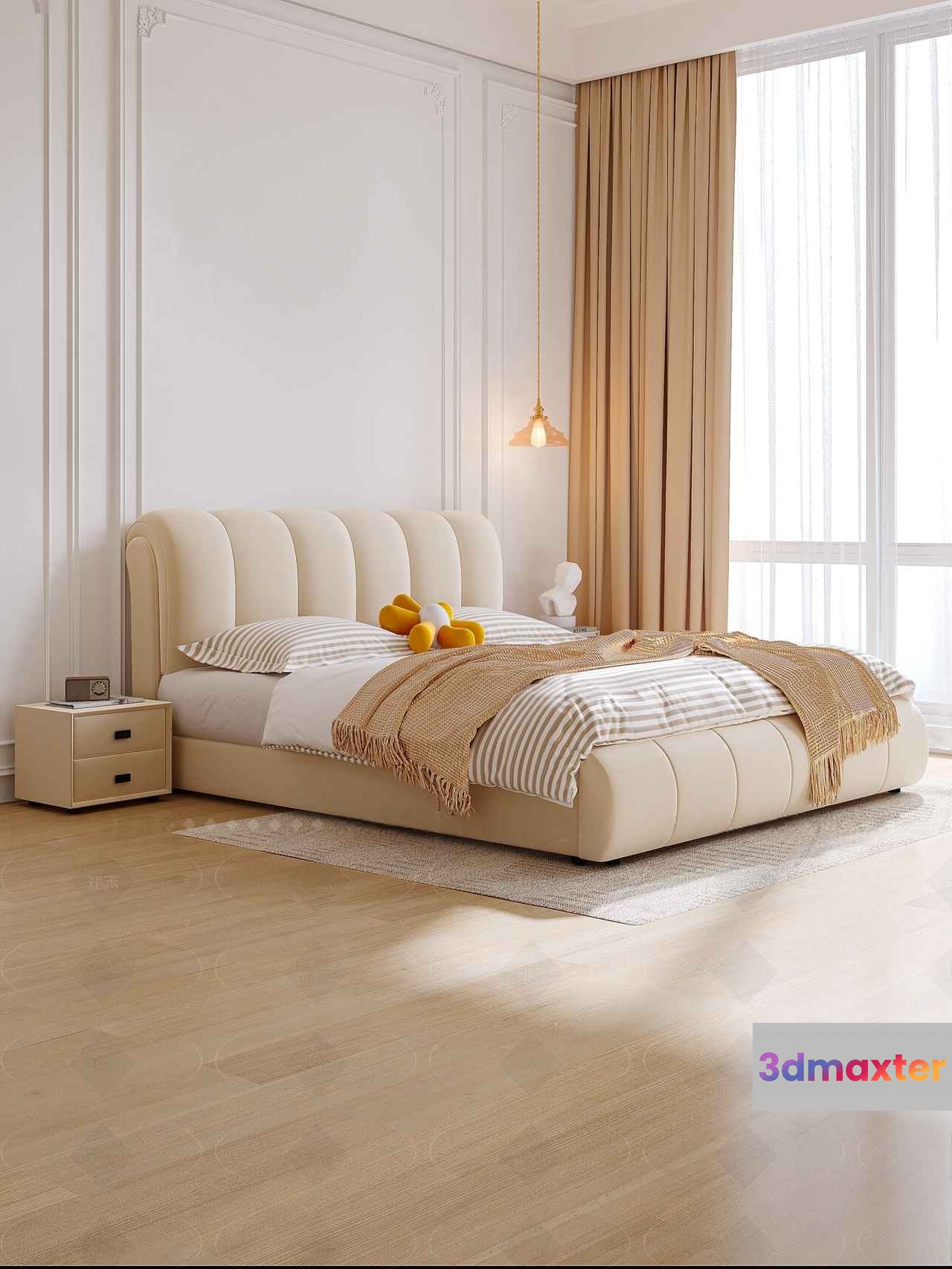 Cozy Beige Bedroom 3D Model - 5815 - VRAY Render