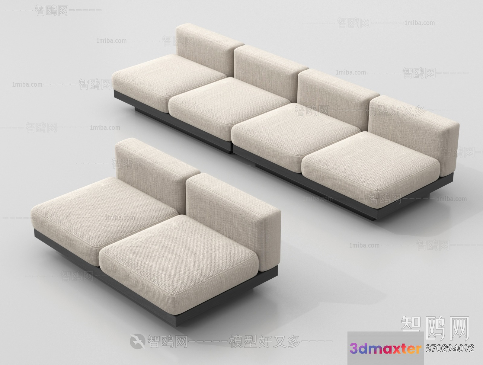 Modern L-Shaped Couch 3D Model - 19702 - VRAY Render