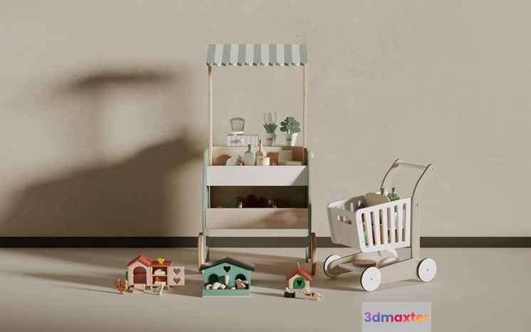 Wooden Toy Cart 3D Model - 15301 - CORONA Render