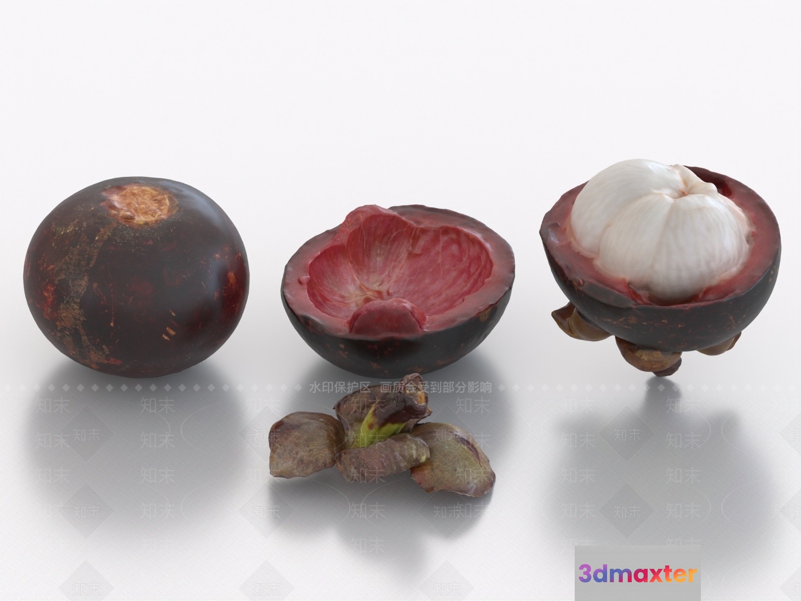 The Single Main Subject Is A Mangosteen 3D Model - 13673 - VRAY Render