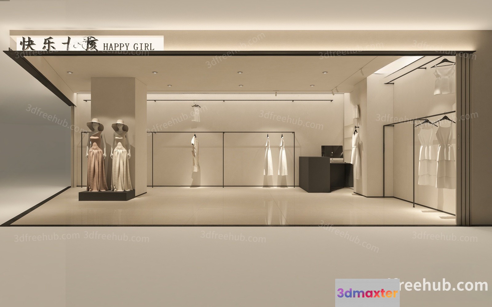A Clothing Store With A Minimalist Design 3D Model - 22892 - VRAY Render
