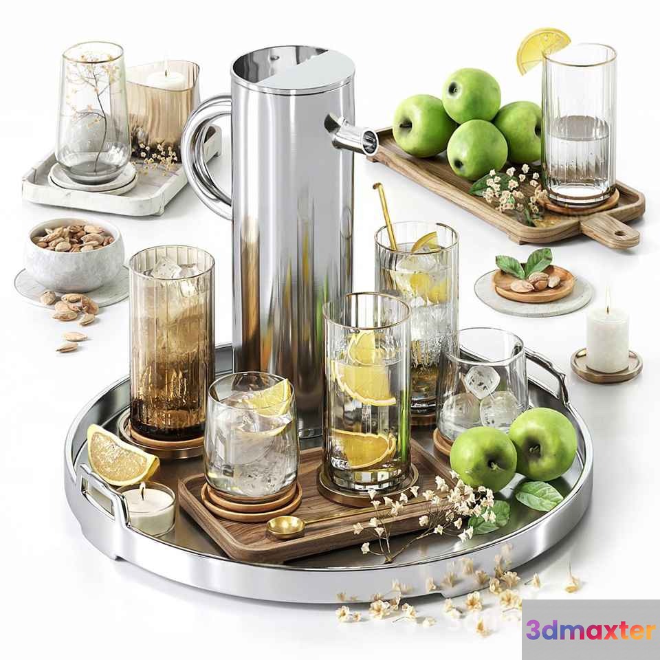 Silver Drinkware 3D Model - 3226 - VRAY Render