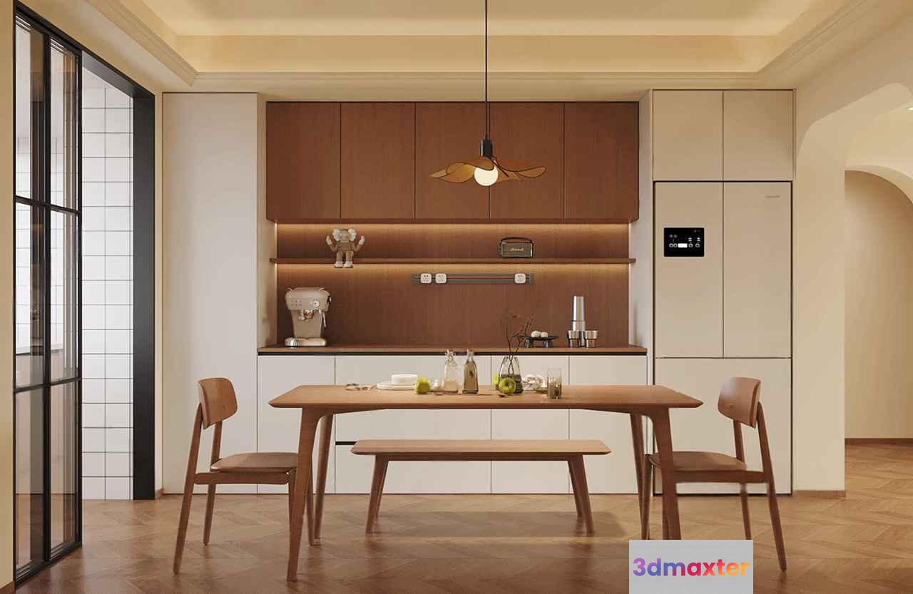 Wooden Dining Table 3D Model - 13819 - CORONA Render