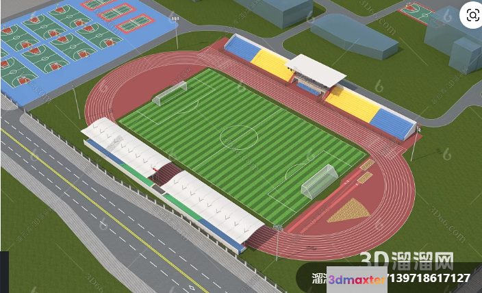 The Main Subject Is A 3D Rendering Of A Sports Stadium 3D Model - 9390 - VRAY Render