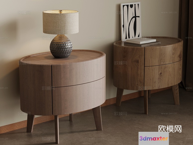 Mid-Century Modern Nightstands 3D Model - 17932 - VRAY Render