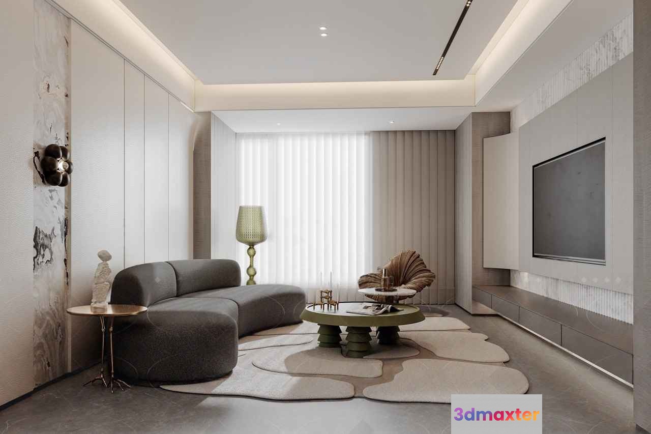 Modern Living Room 3D Model - 19016 - CORONA Render
