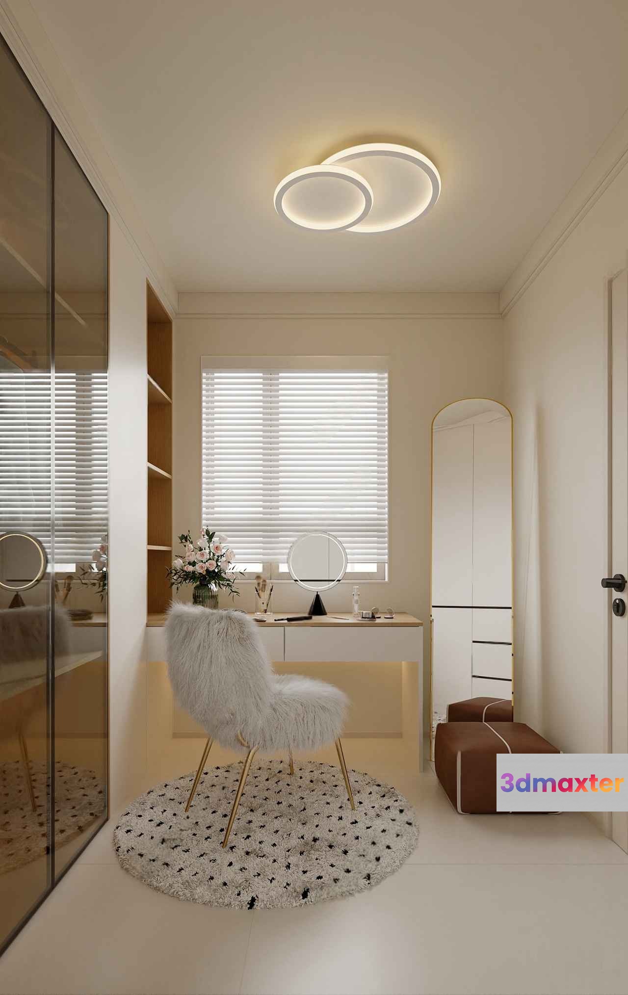 Modern White Vanity Room 3D Model - 4971 - VRAY Render
