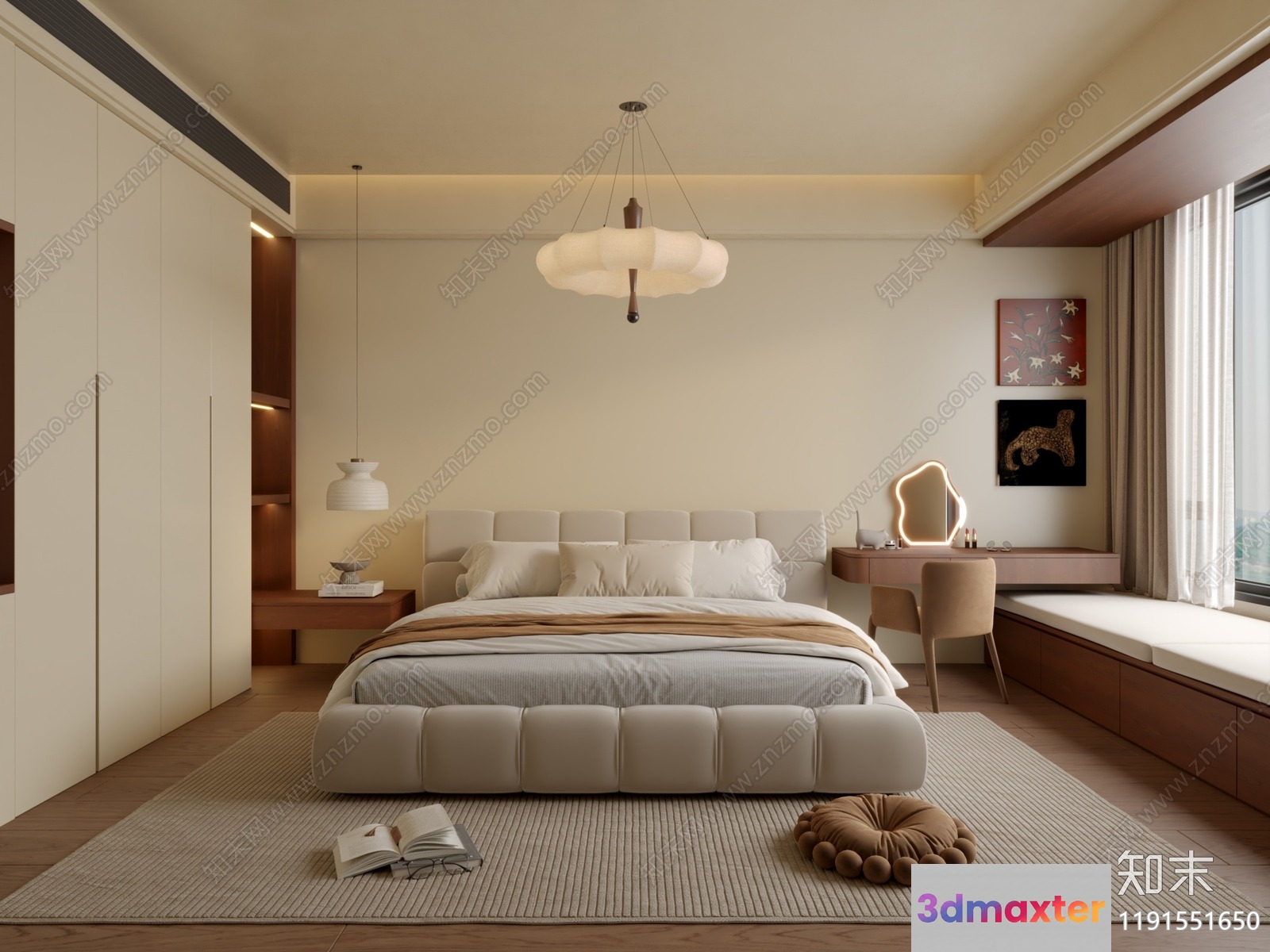 Modern Bedroom Interior 3D Model - 9067 - VRAY Render