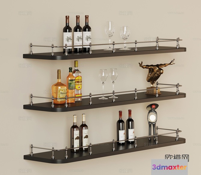 Modern Wall-Mounted Shelves 3D Model - 8092 - VRAY Render