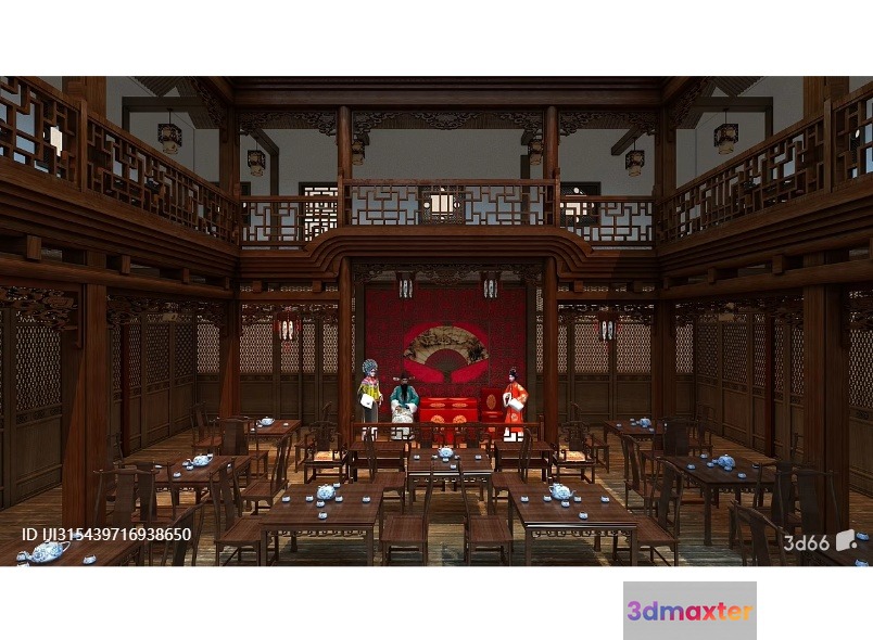 Traditional Chinese Dining Room 3D Model - 6298 - VRAY Render