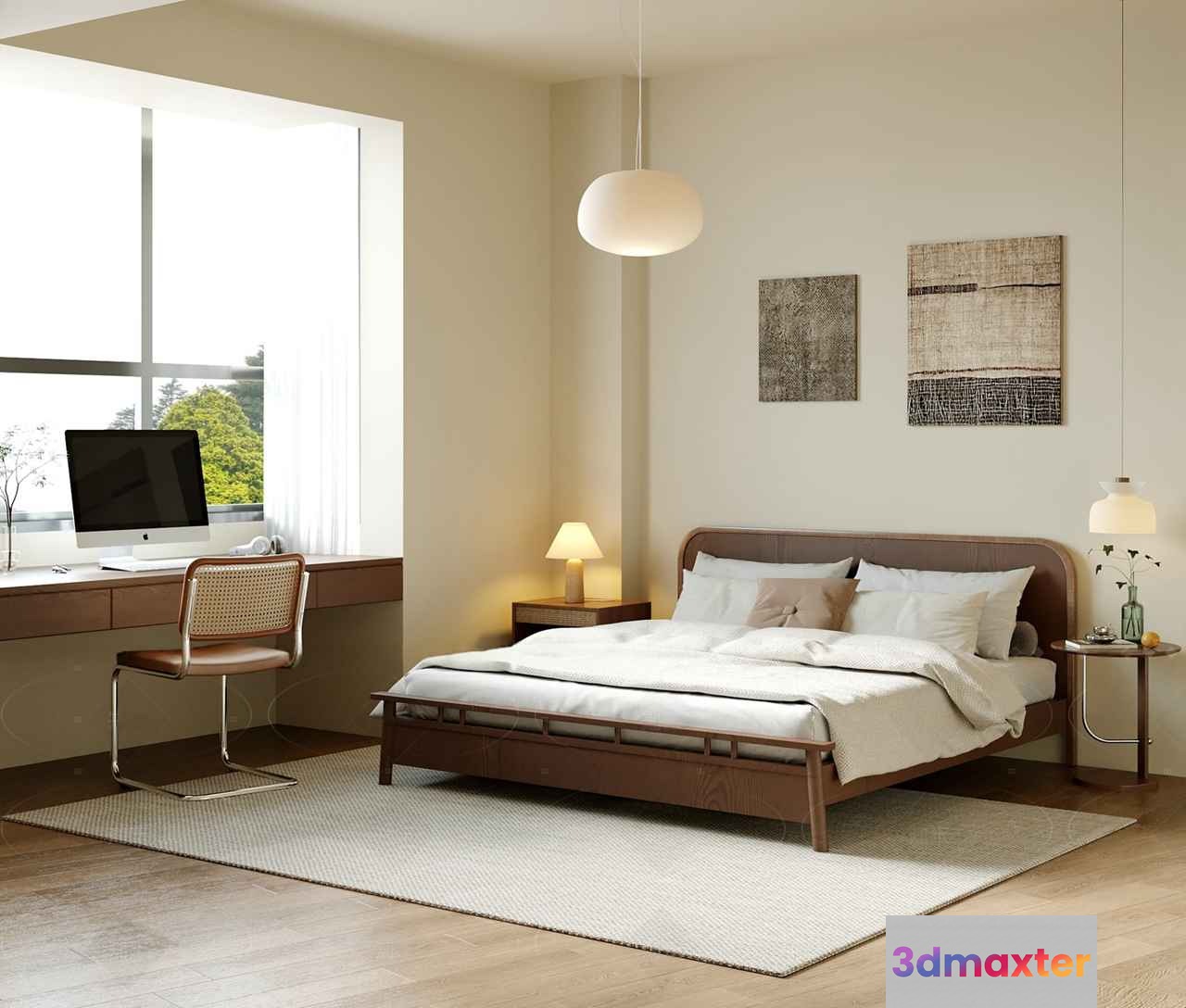 Cozy Modern Bedroom 3D Model - 10921 - VRAY Render