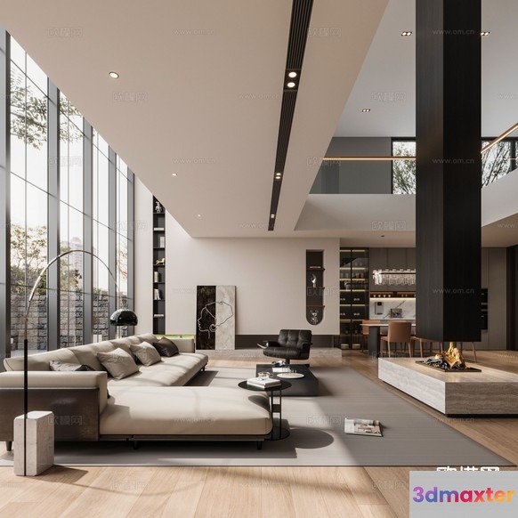 Modern Living Room 3D Model - 3641 - CORONA Render