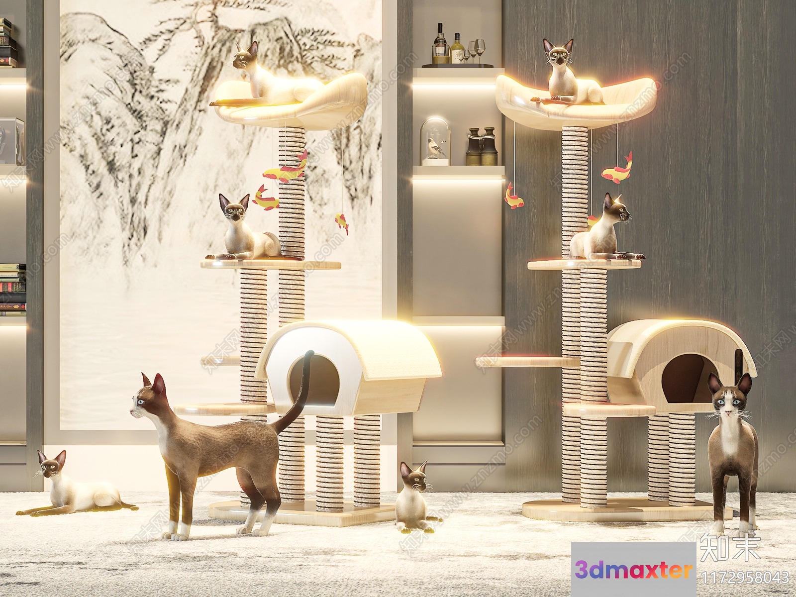 Modern Cat Tower 3D Model - 22785 - VRAY Render