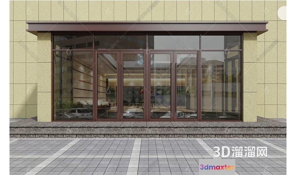 Modern Storefront With Glass Doors 3D Model - 16313 - VRAY Render