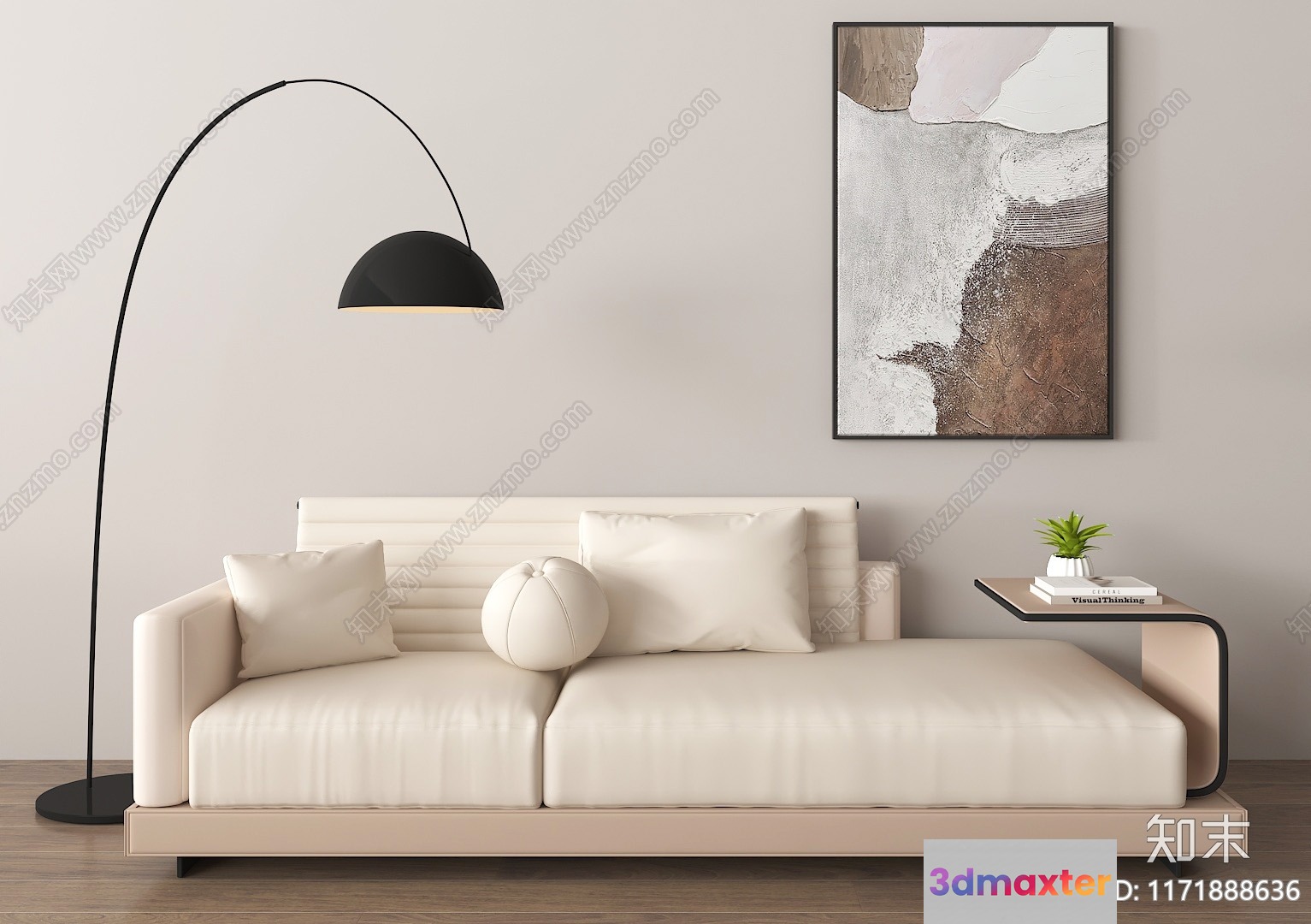 Modern Minimalist Living Room 3D Model - 3791 - VRAY Render