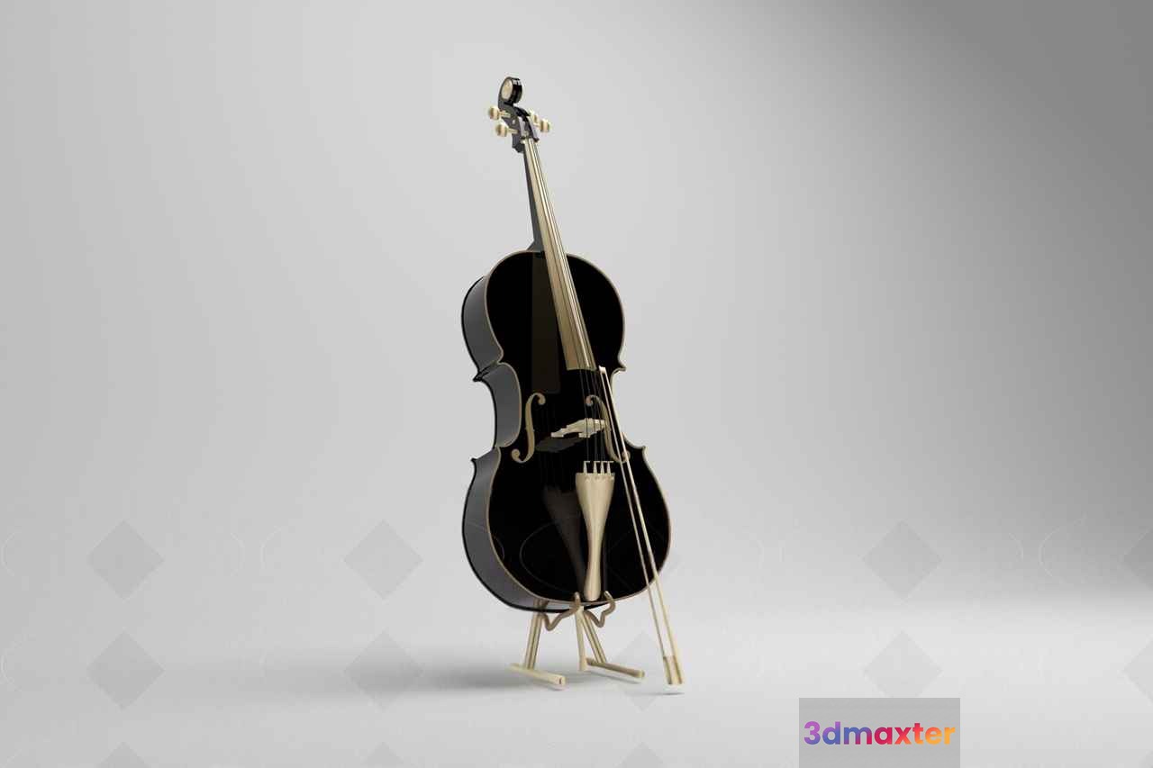 Black Cello 3D Model - 18794 - VRAY Render
