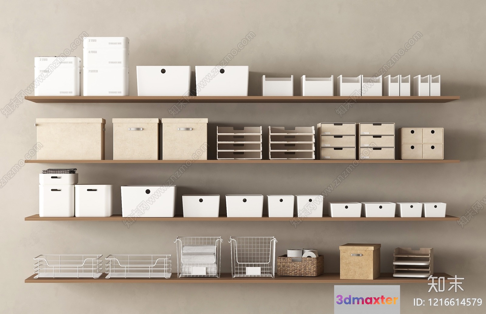 Light Brown Shelves 3D Model - 18324 - VRAY Render