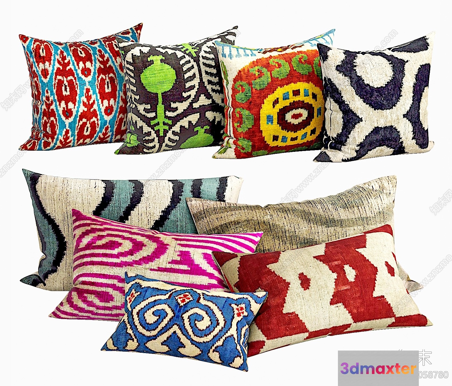 A Collection Of Throw Pillows 3D Model - 19439 - CORONA Render