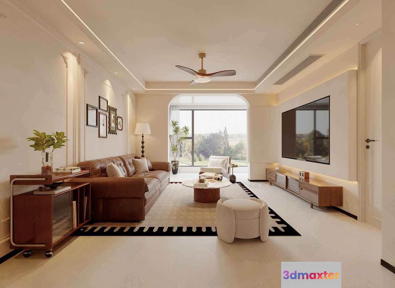 Modern Living Room 3D Model - 12000 - CORONA Render