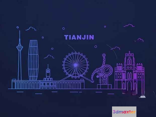A Cityscape Of Tianjin 3D Model - 2631 - VRAY Render