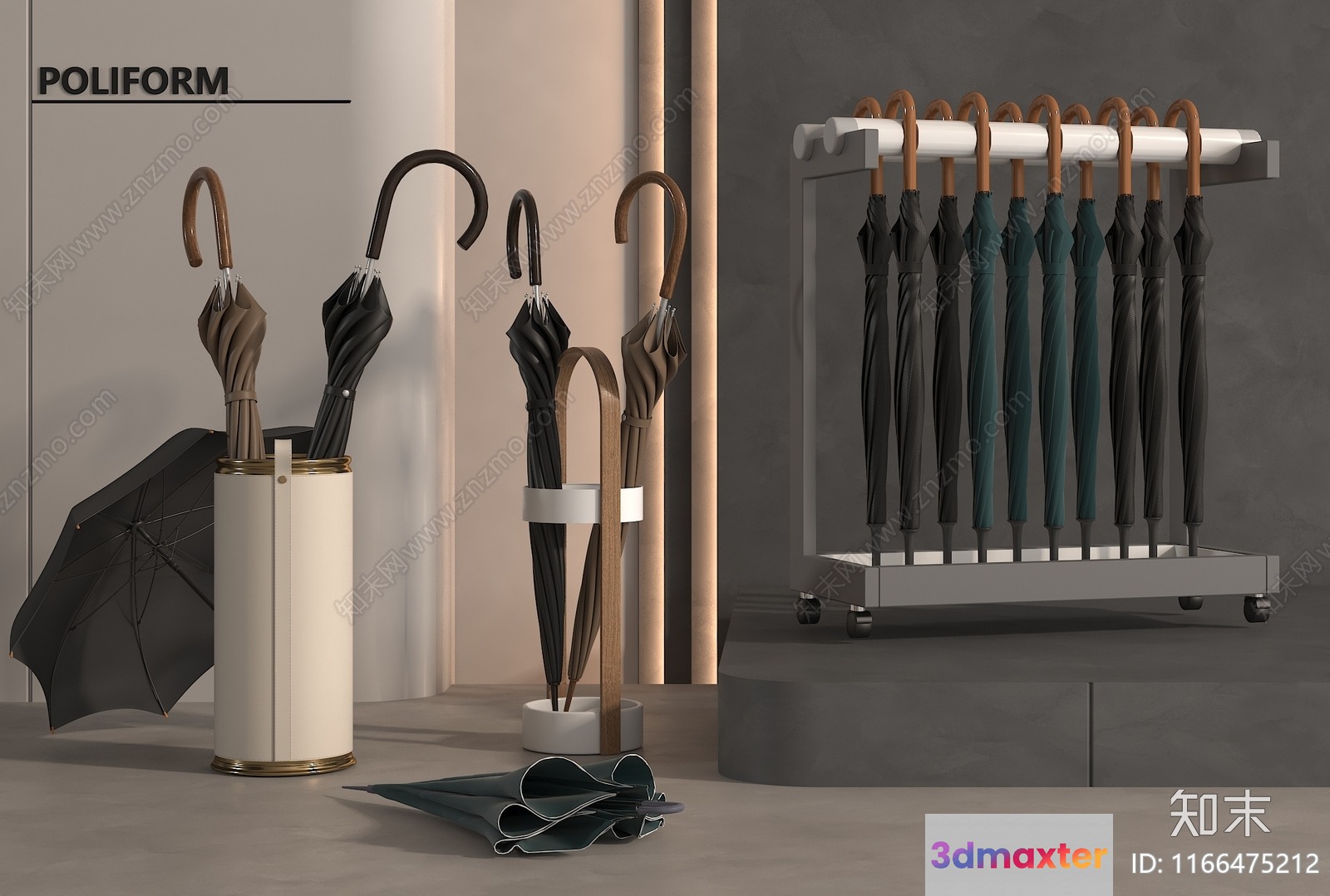 Umbrellas In A Display 3D Model - 16763 - VRAY Render