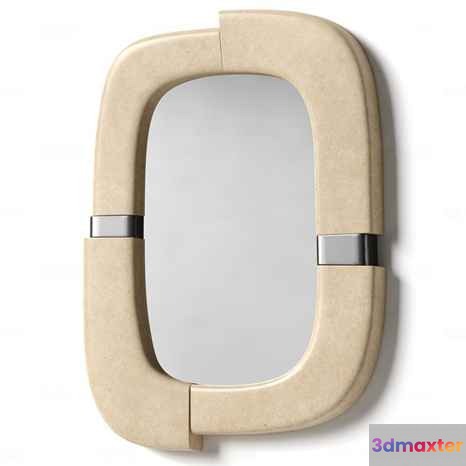 A Beige Wall Mirror With A Silver Frame 3D Model - 12318 - CORONA Render