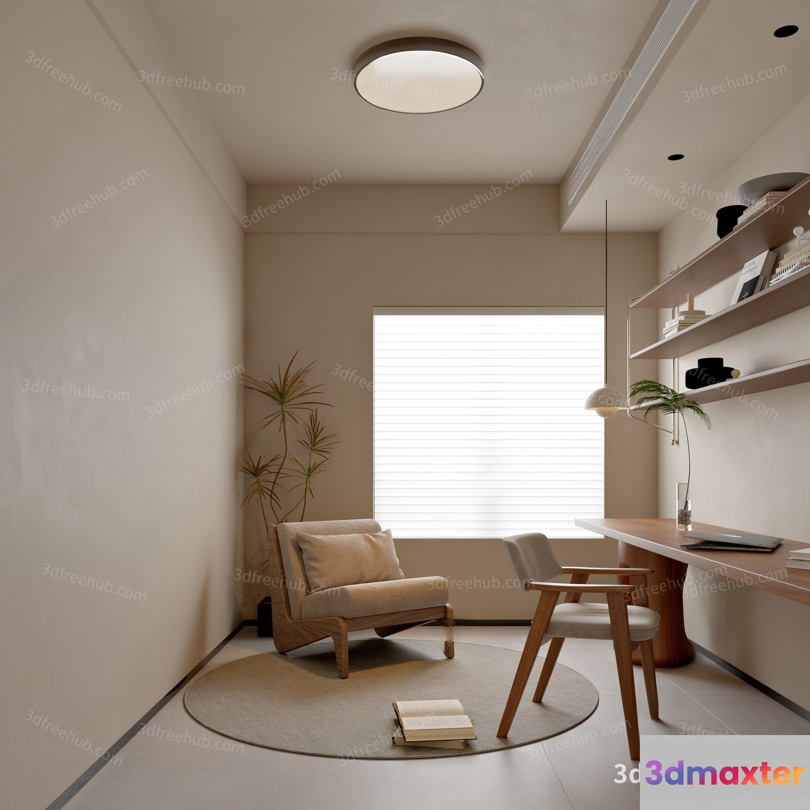 Minimalist Office Space 3D Model - 21184 - VRAY Render