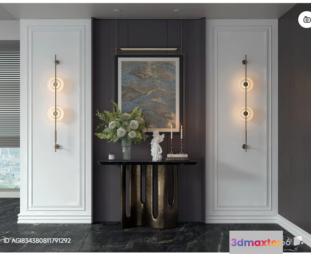 Modern Hallway With Sconces 3D Model - 12976 - VRAY Render