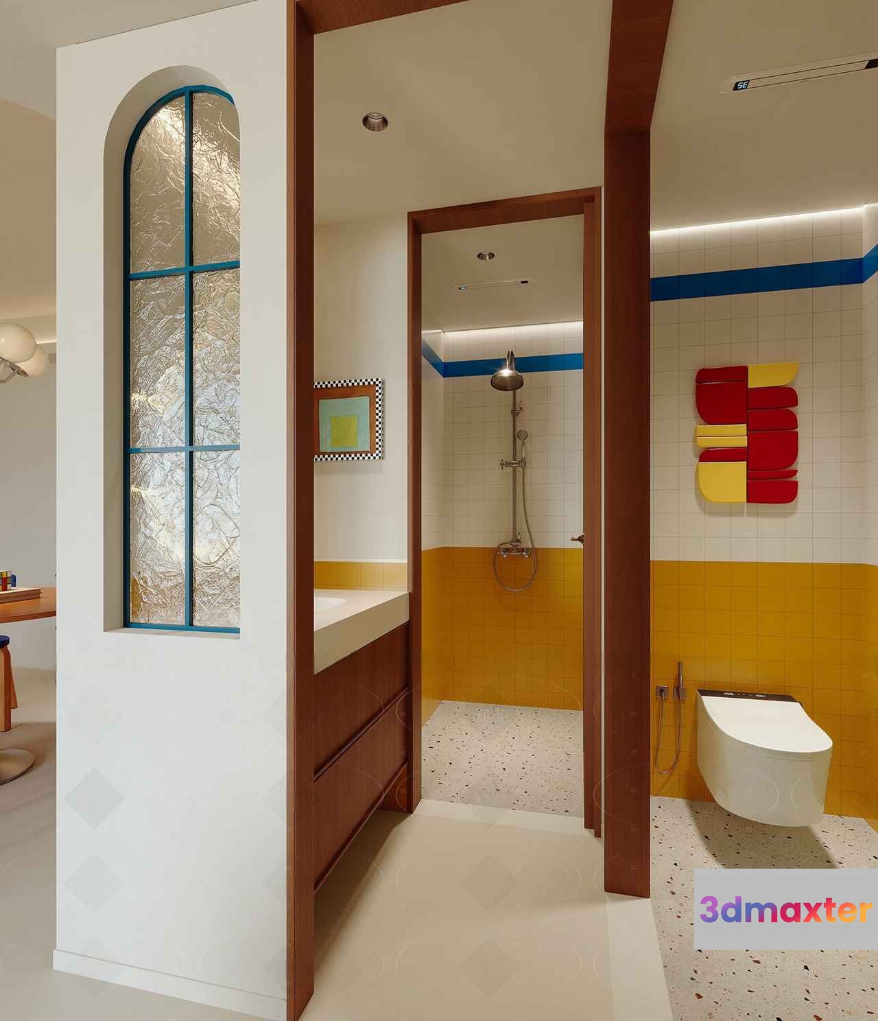 A Bathroom With A Modern Design 3D Model - 475 - CORONA Render