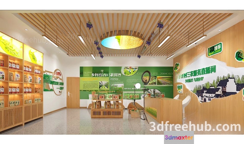 A Store With A Wooden Ceiling 3D Model - 19931 - VRAY Render