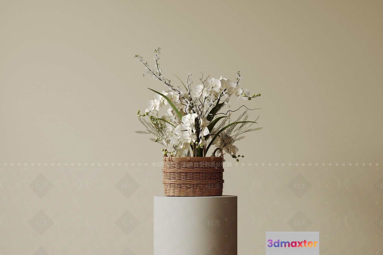 White Orchid Arrangement 3D Model - 18779 - CORONA Render