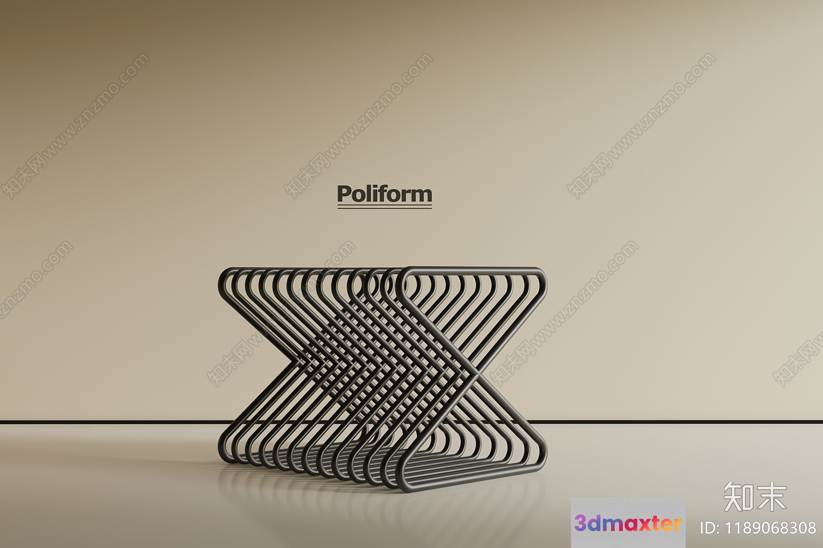 Modern Black Furniture 3D Model - 2166 - VRAY Render