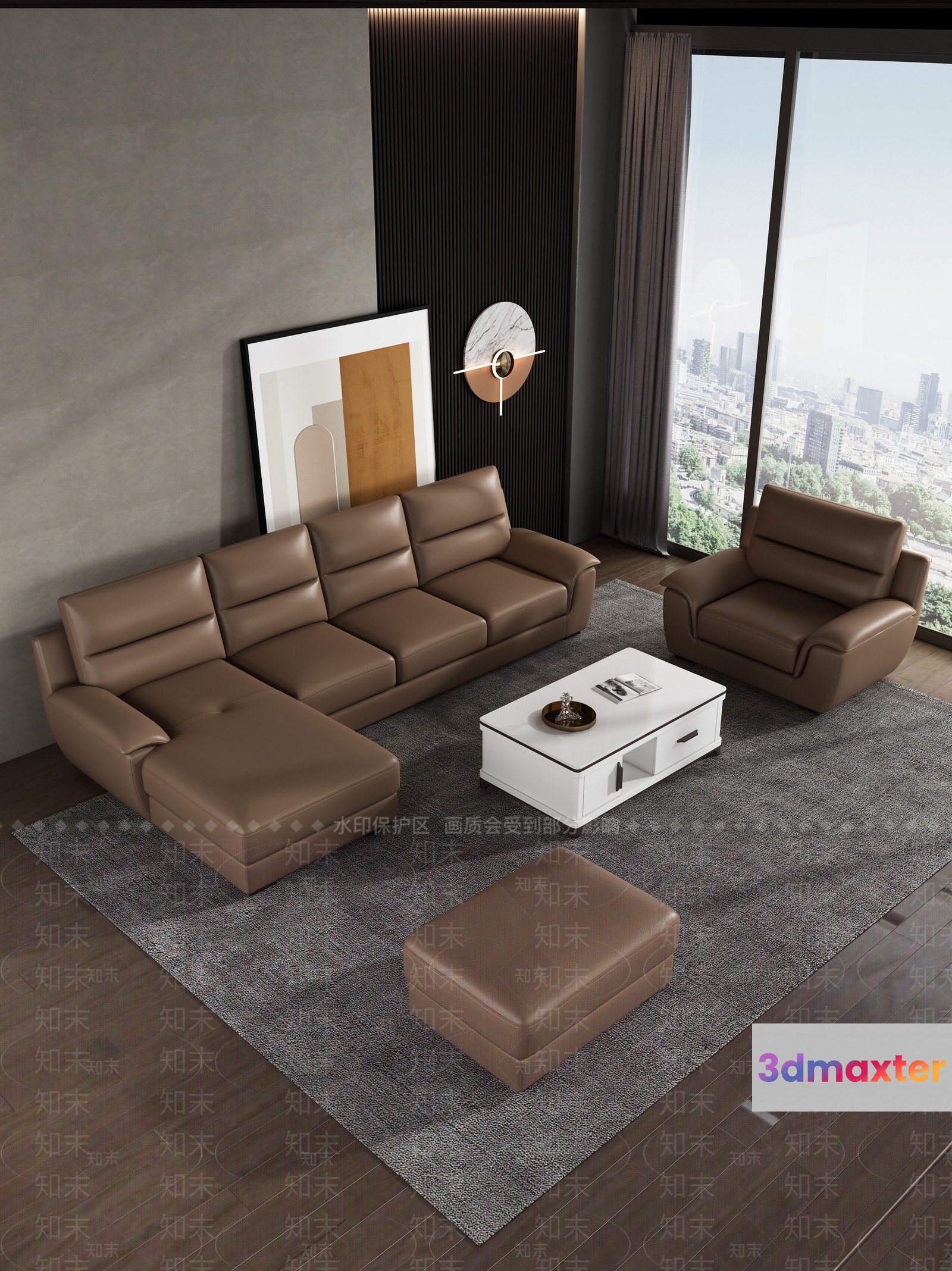 Modern Living Room 3D Model - 118 - VRAY Render