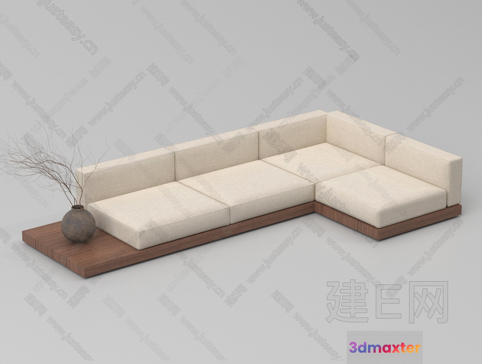 Modern L-Shaped Sofa 3D Model - 9793 - VRAY Render