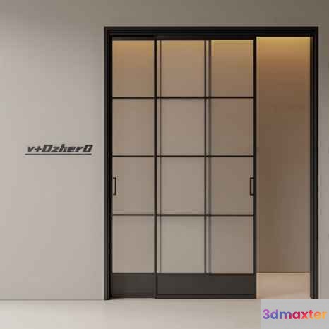 A Glass Door 3D Model - 14599 - VRAY Render