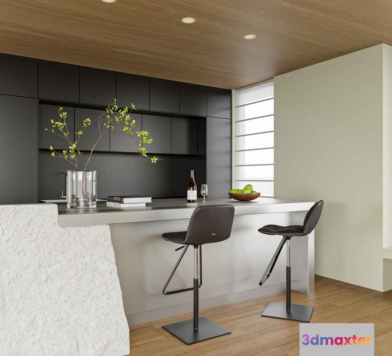 Modern Minimalist Bar Area 3D Model - 8230 - CORONA Render