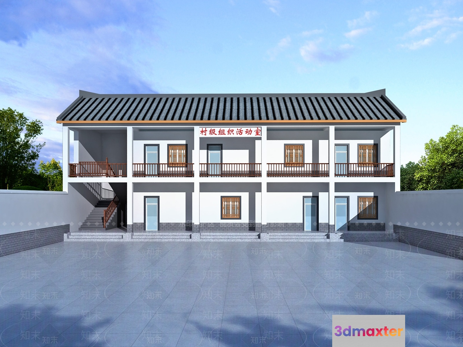 A Building With A Tiled Roof 3D Model - 17151 - VRAY Render