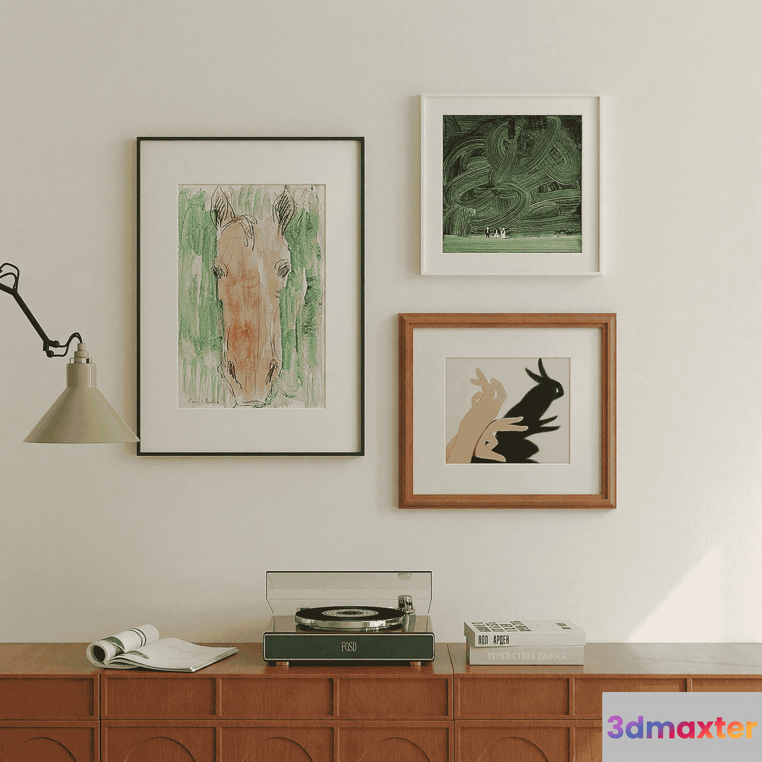 Mid-Century Modern Art Collection 3D Model - 14936 - VRAY Render