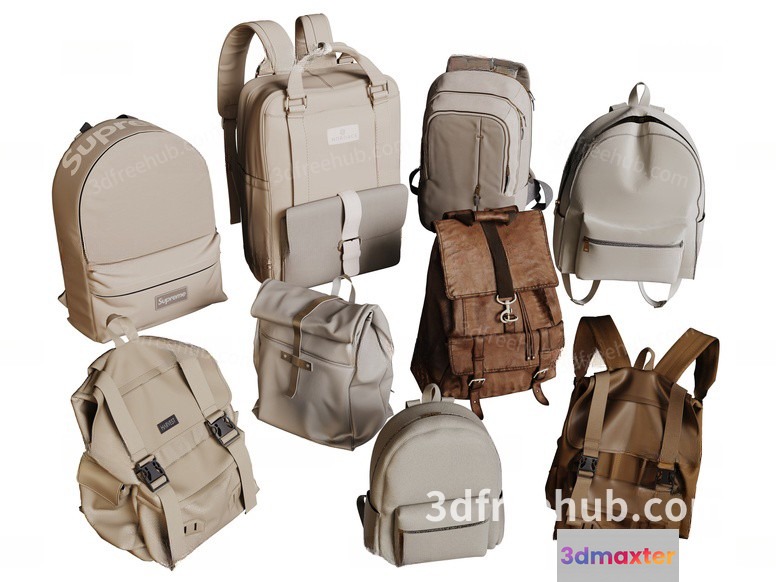 A Collection Of Backpacks 3D Model - 18709 - VRAY Render