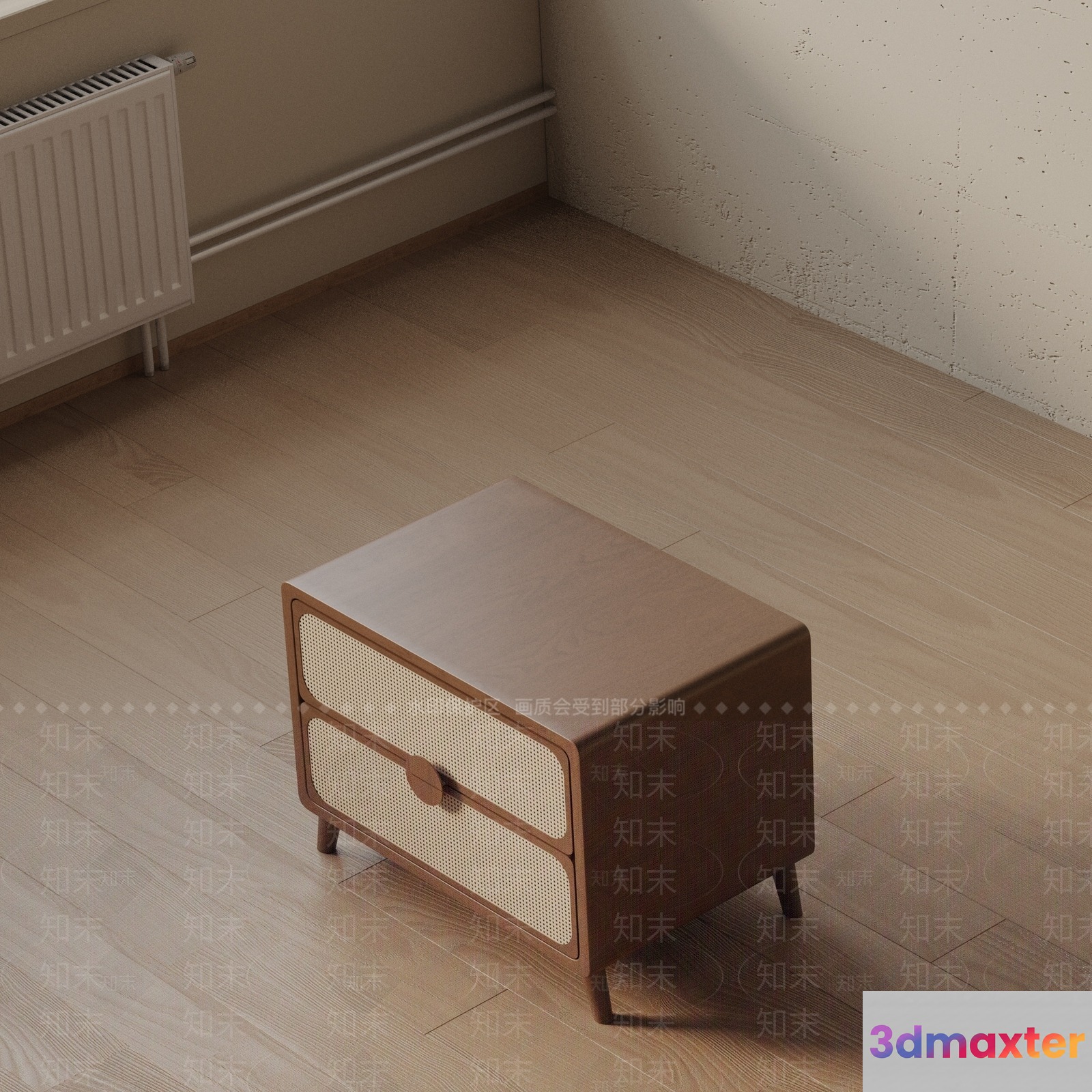A Small Wooden Table 3D Model - 1987 - VRAY Render