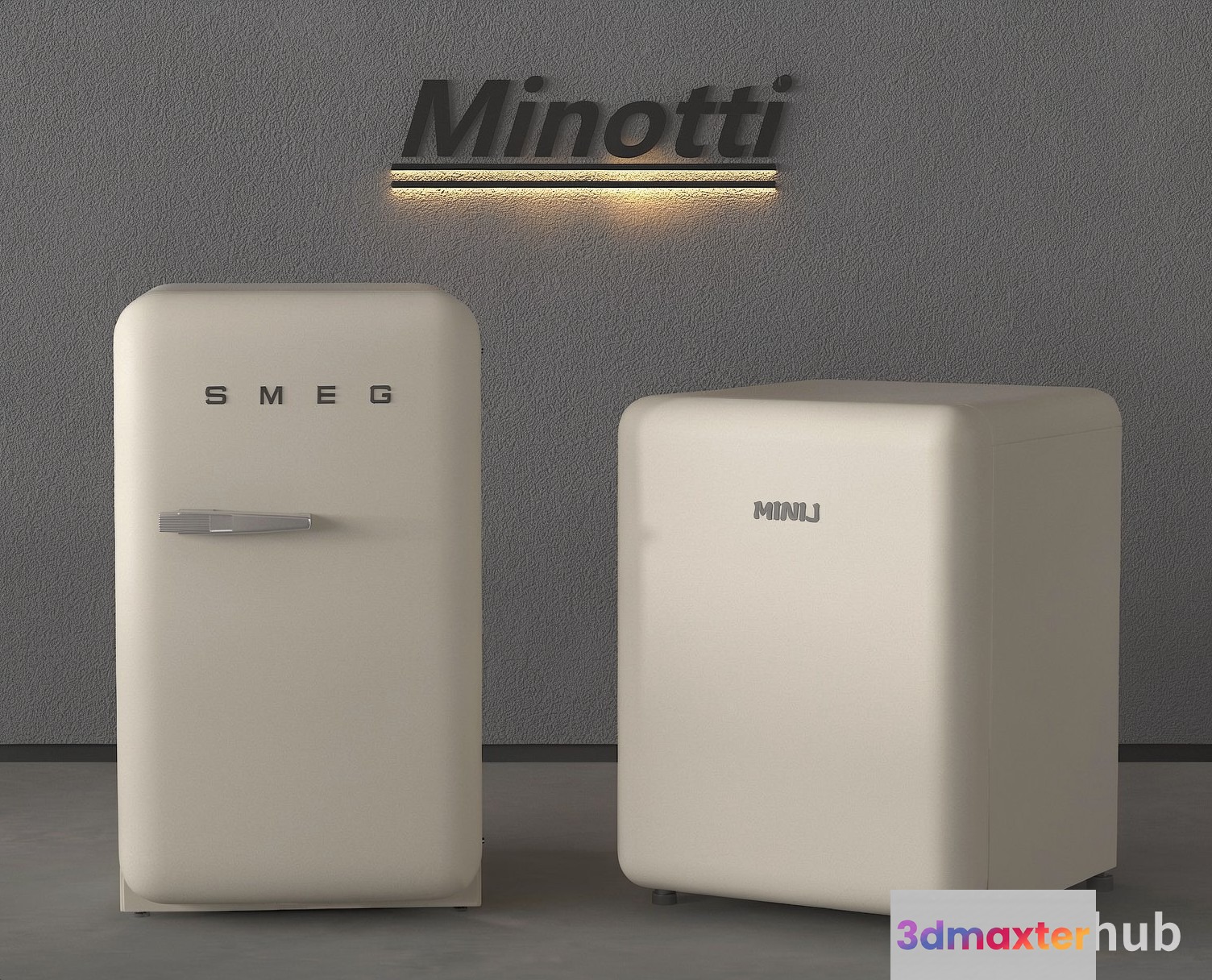 A Refrigerator And A Freezer 3D Model - 21598 - VRAY Render