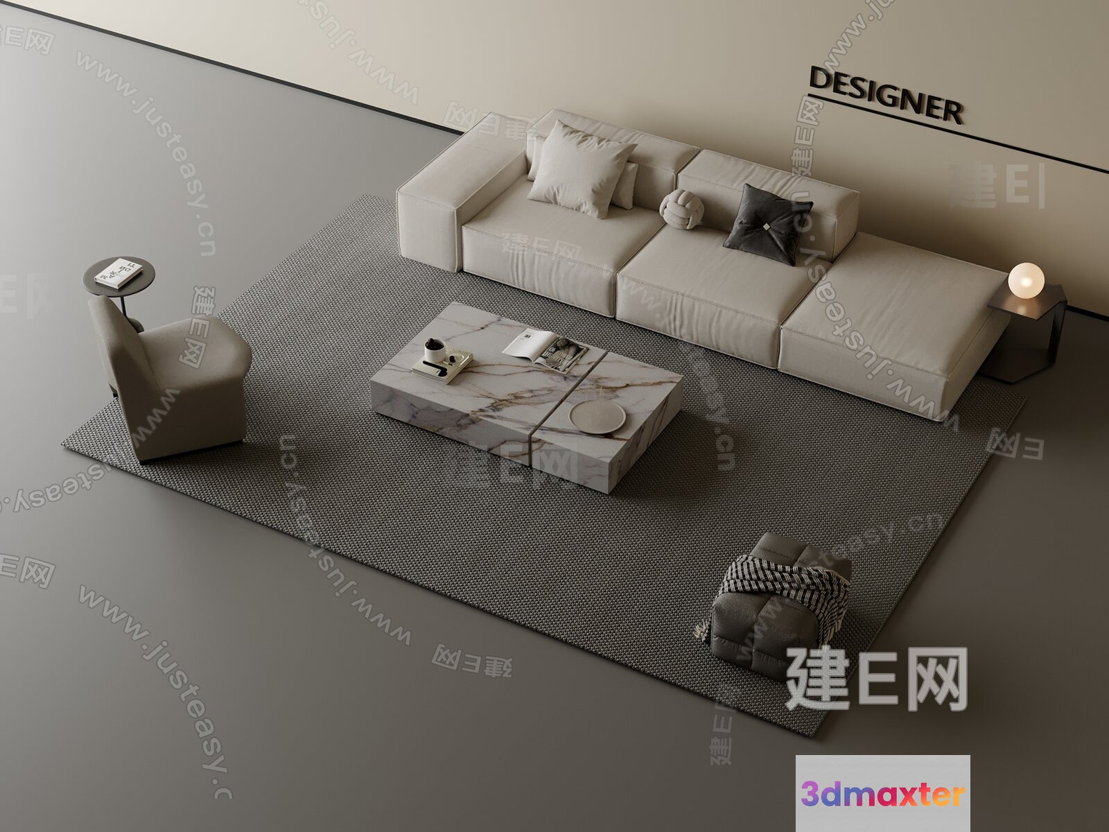 Modern Living Room 3D Model - 10363 - VRAY Render