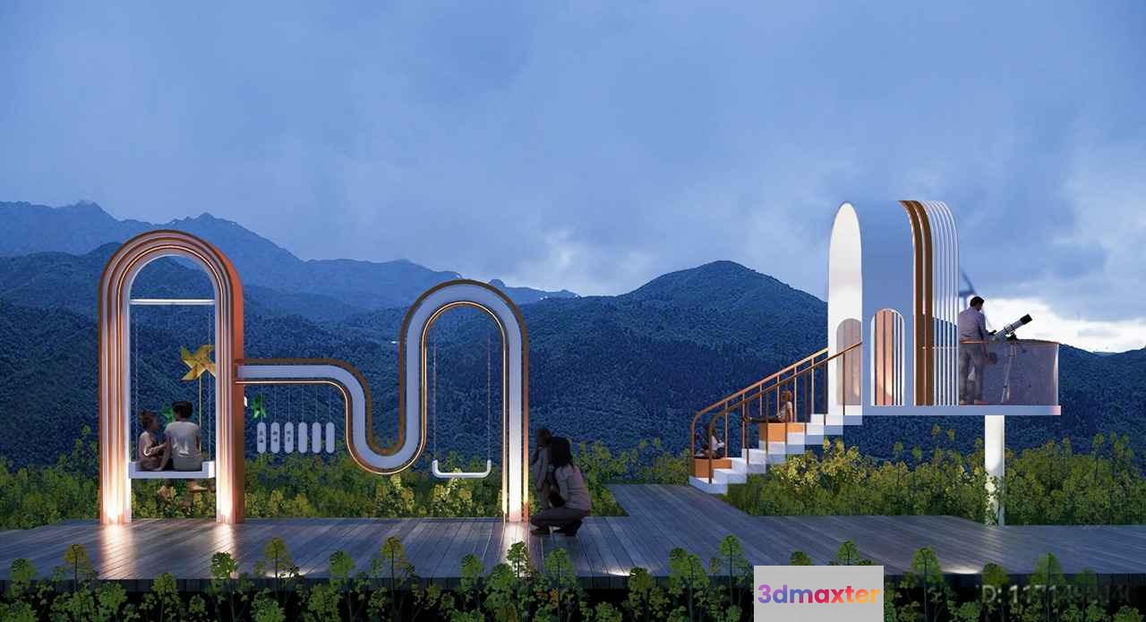 A Futuristic Outdoor Space 3D Model - 5329 - VRAY Render