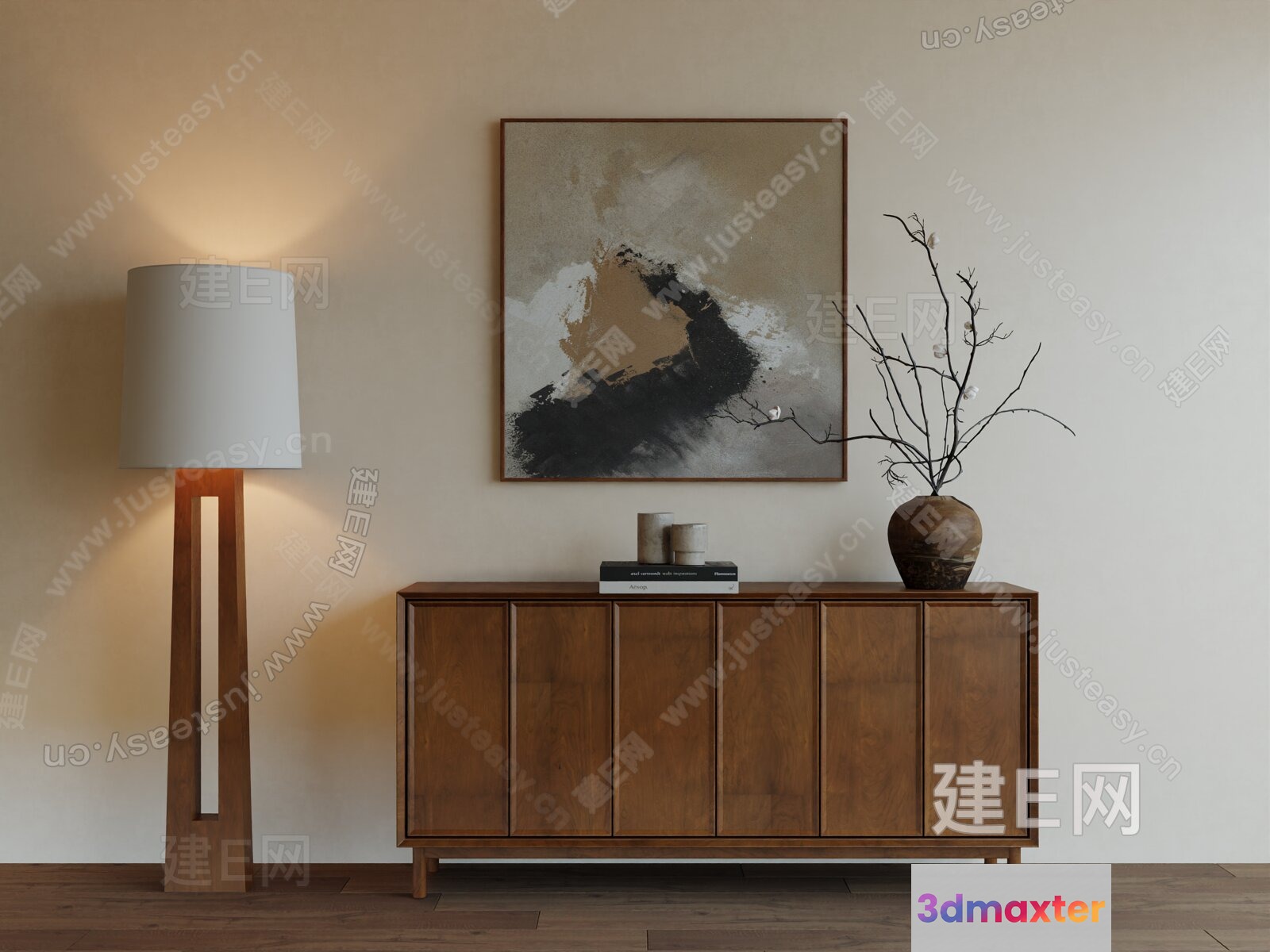 Mid-Century Modern Sideboard 3D Model - 17967 - VRAY Render