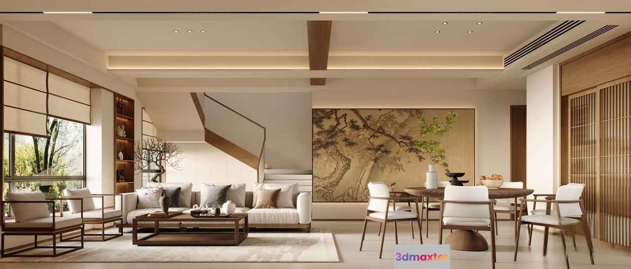 Modern Living Room 3D Model - 9940 - CORONA Render