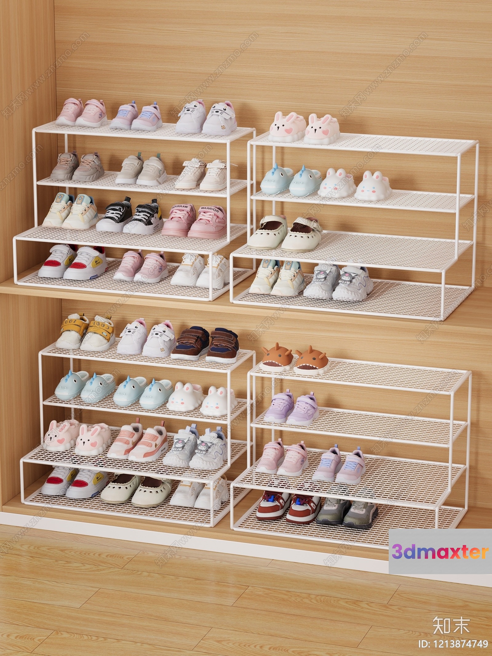 White Shoe Racks 3D Model - 15247 - VRAY Render