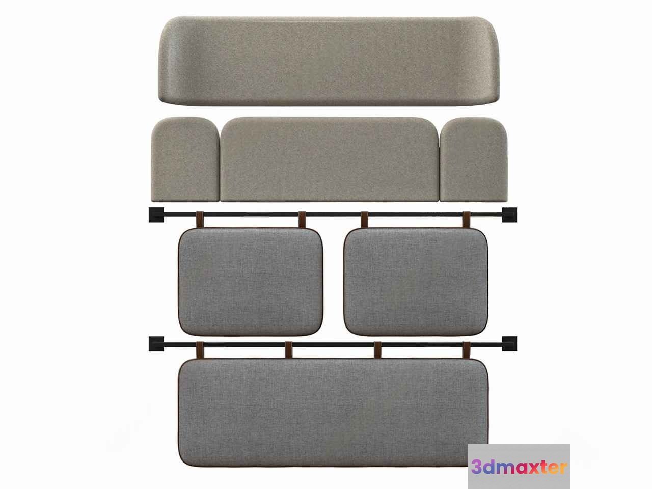 Grey Sofa With Metal Frame 3D Model - 6511 - VRAY Render