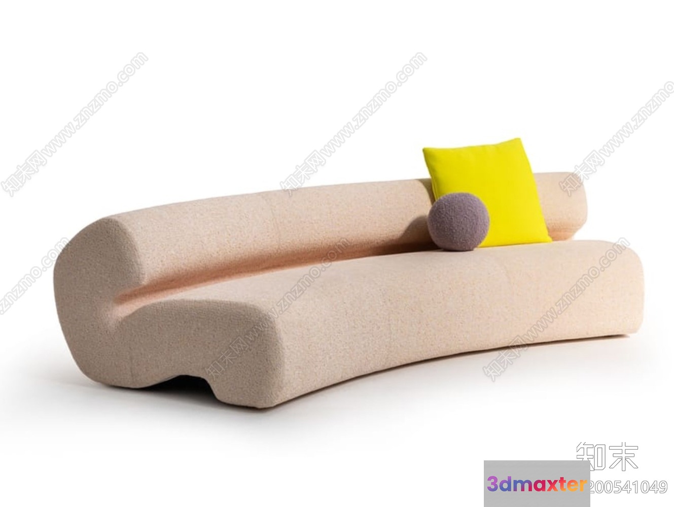 Modern Sofa With Yellow Pillow 3D Model - 6140 - VRAY Render