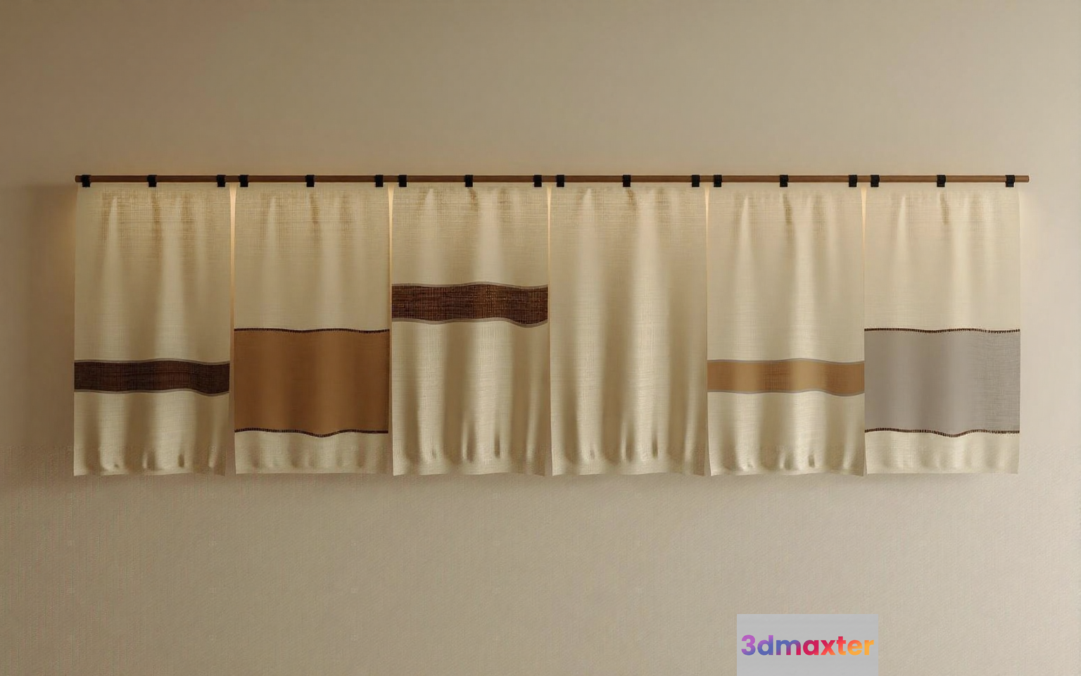 Cream-Colored Curtains 3D Model - 3261 - VRAY Render