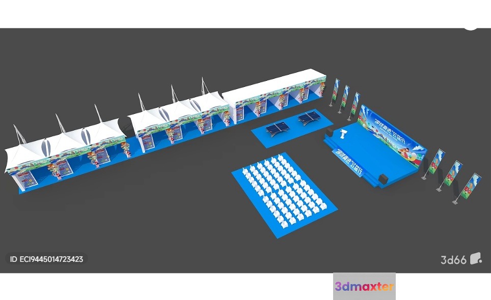 A 3D Rendering Of A Festival Or Event Setup 3D Model - 17032 - VRAY Render